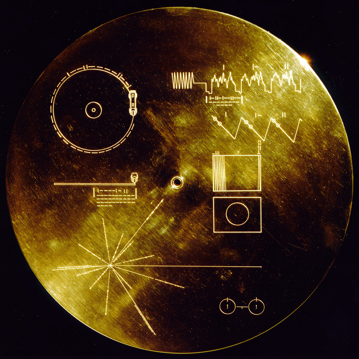 Zlatá plaketa umístěná na palubách sond Voyager.